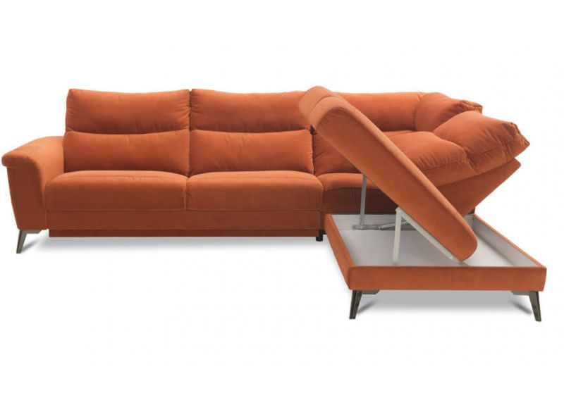 Leather/Fabric Lounge with Chaise and Optional Sofa Bed - Verbena